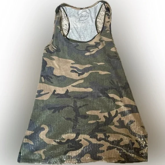 Camo Sequin Tank Top - Picture 1 of 5